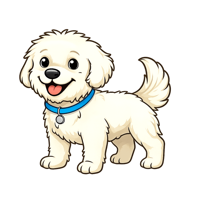 White Maltipoo waiting for a weather search